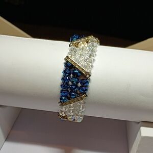 Elegant Blue and Silver Crystal Bracelet